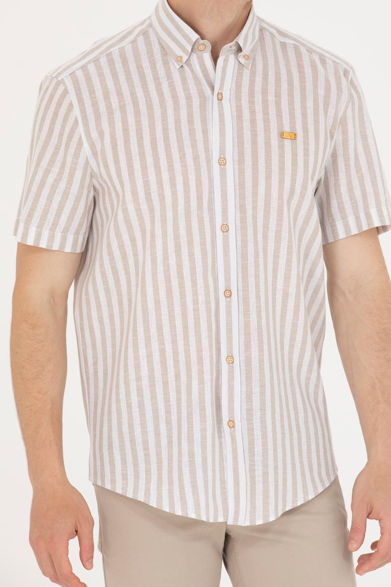 Erkek Camel Kısa Kollu Gömlek - 50264267017