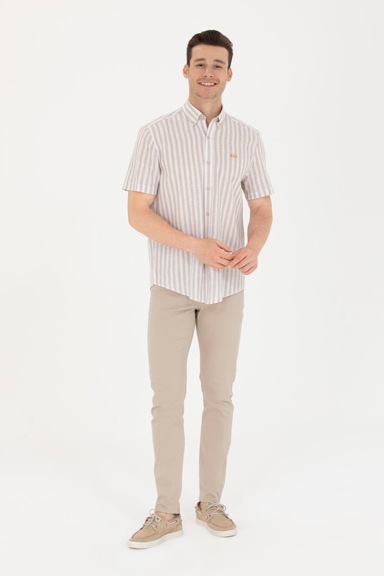 Erkek Camel Kısa Kollu Gömlek - 50264267017