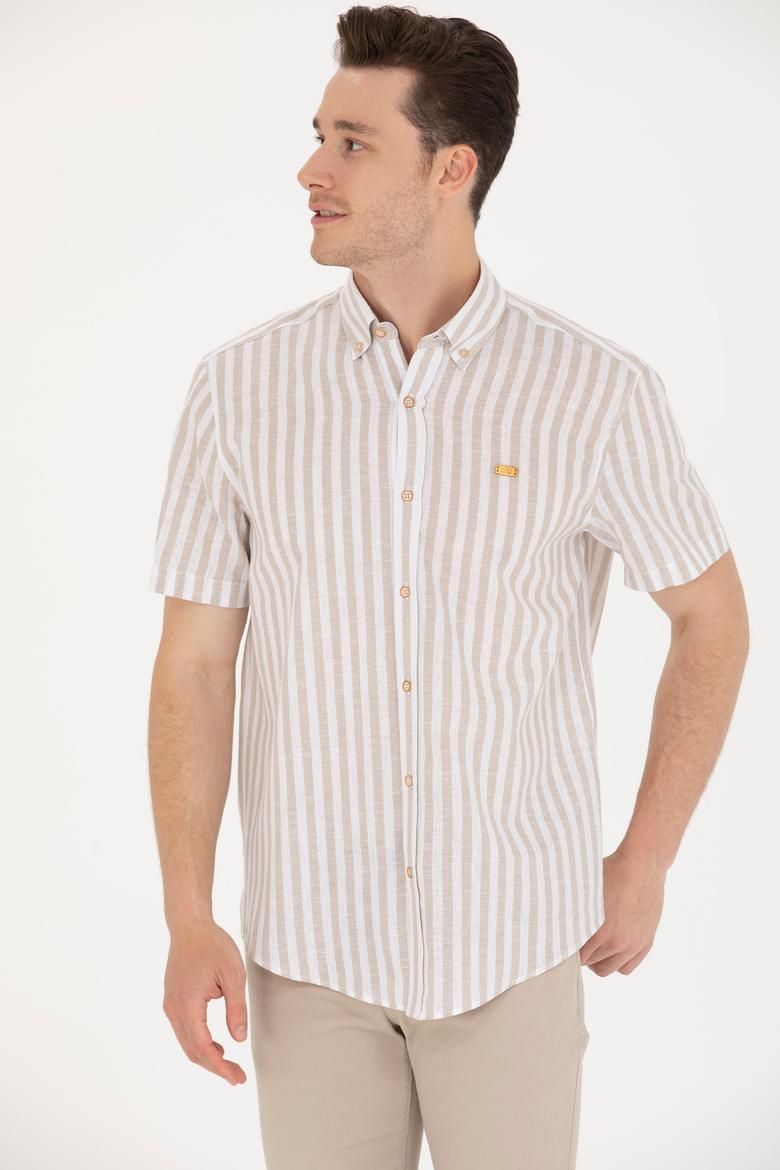 Erkek Camel Kısa Kollu Gömlek - 50264267017