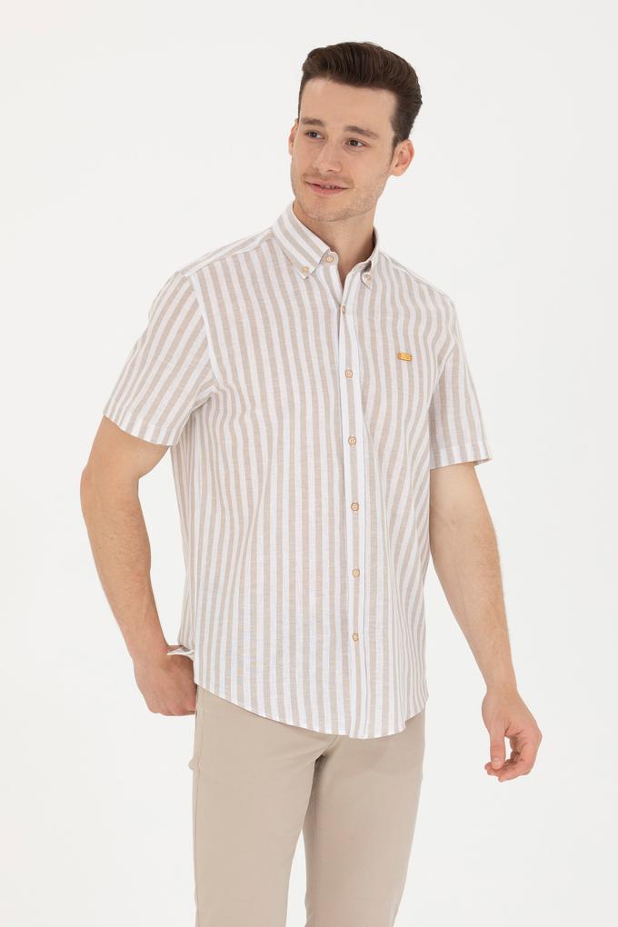 Erkek Camel Kısa Kollu Gömlek