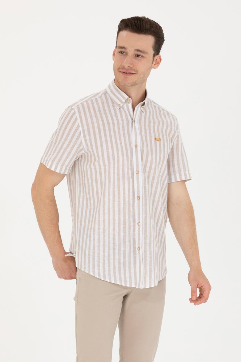 Erkek Camel Kısa Kollu Gömlek