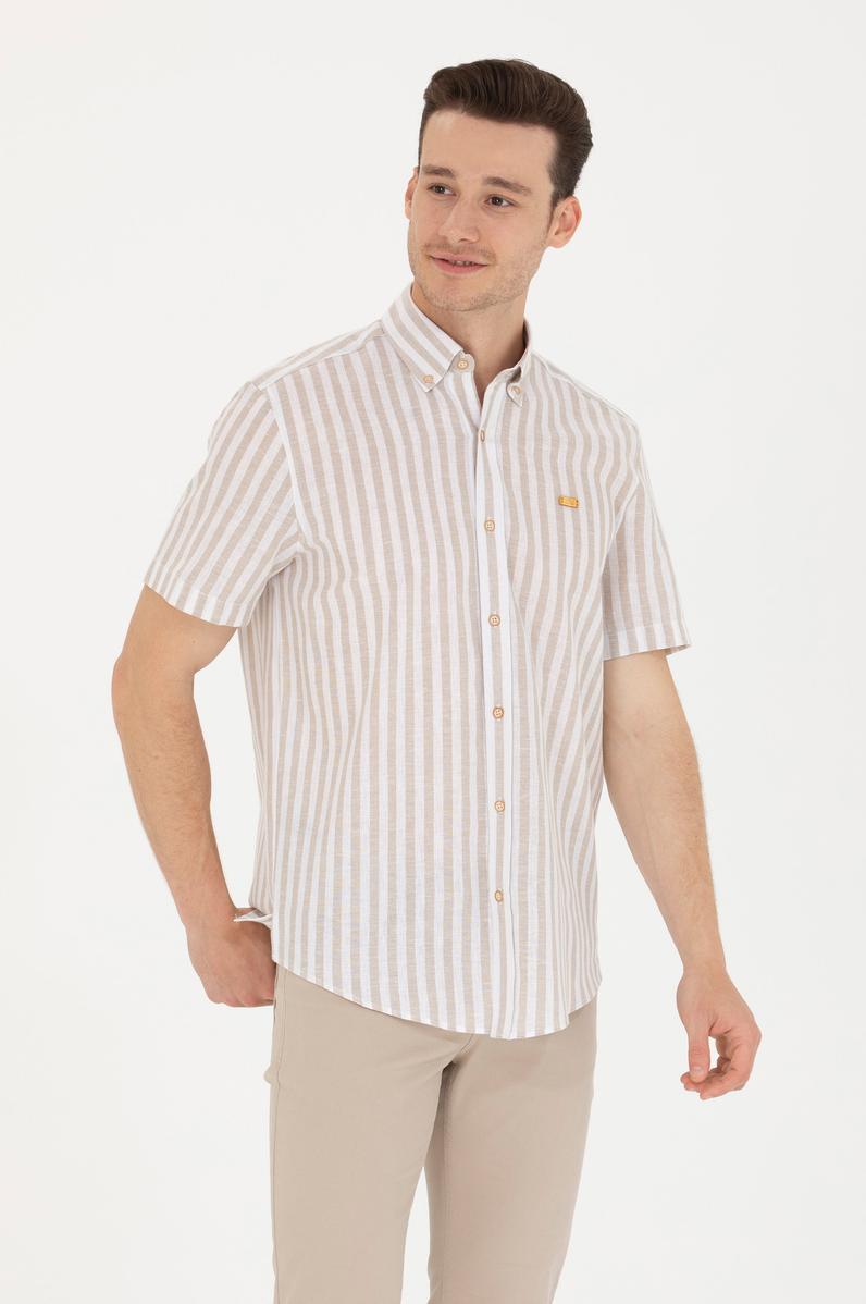 Erkek Camel Kısa Kollu Gömlek