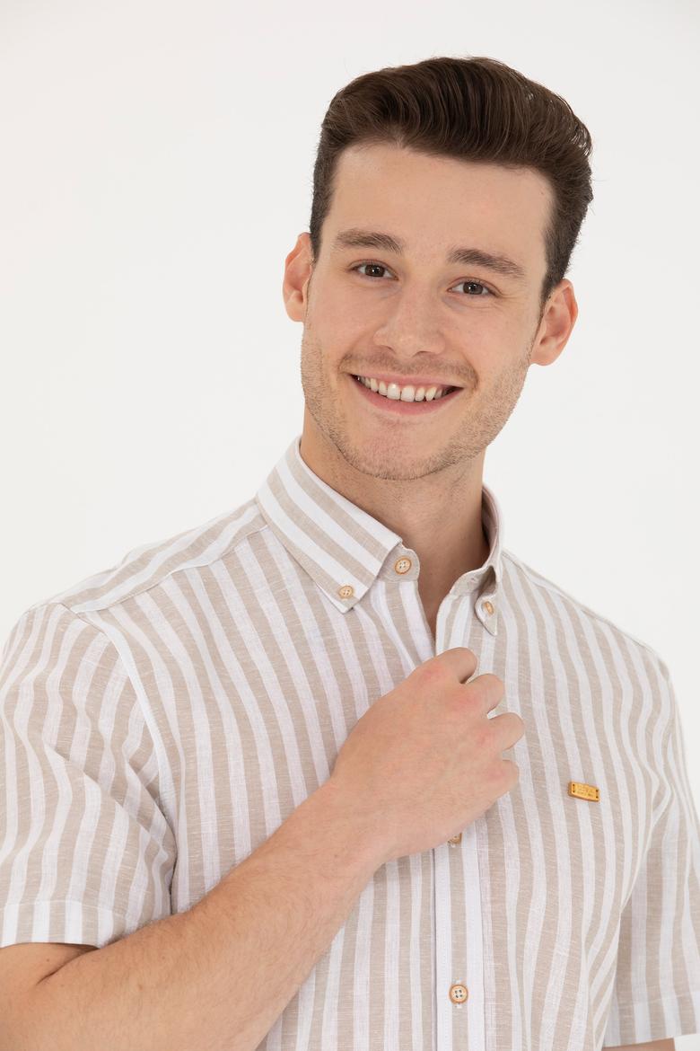 Erkek Camel Kısa Kollu Gömlek - 50264267017