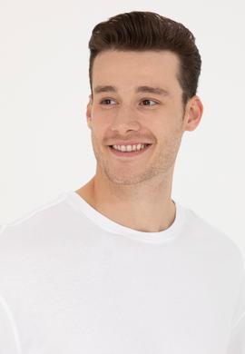 Erkek Beyaz Oversize Bisiklet Yaka Tişört - 50264938001