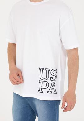 Erkek Beyaz Oversize Bisiklet Yaka Tişört - 50264938001