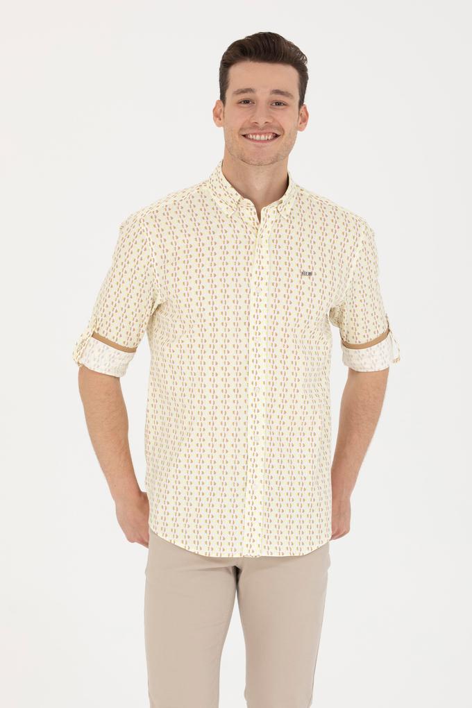 Erkek Açık Sarı Uzun Kollu Gömlek