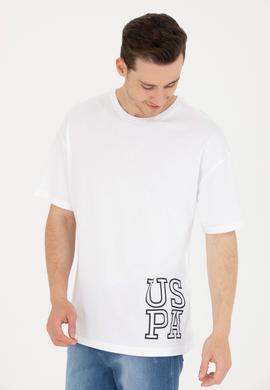 Erkek Beyaz Oversize Bisiklet Yaka Tişört - 50264938001