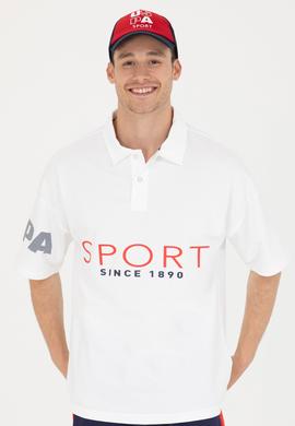 Erkek Beyaz Oversize Polo Yaka Tişört - 50263571024