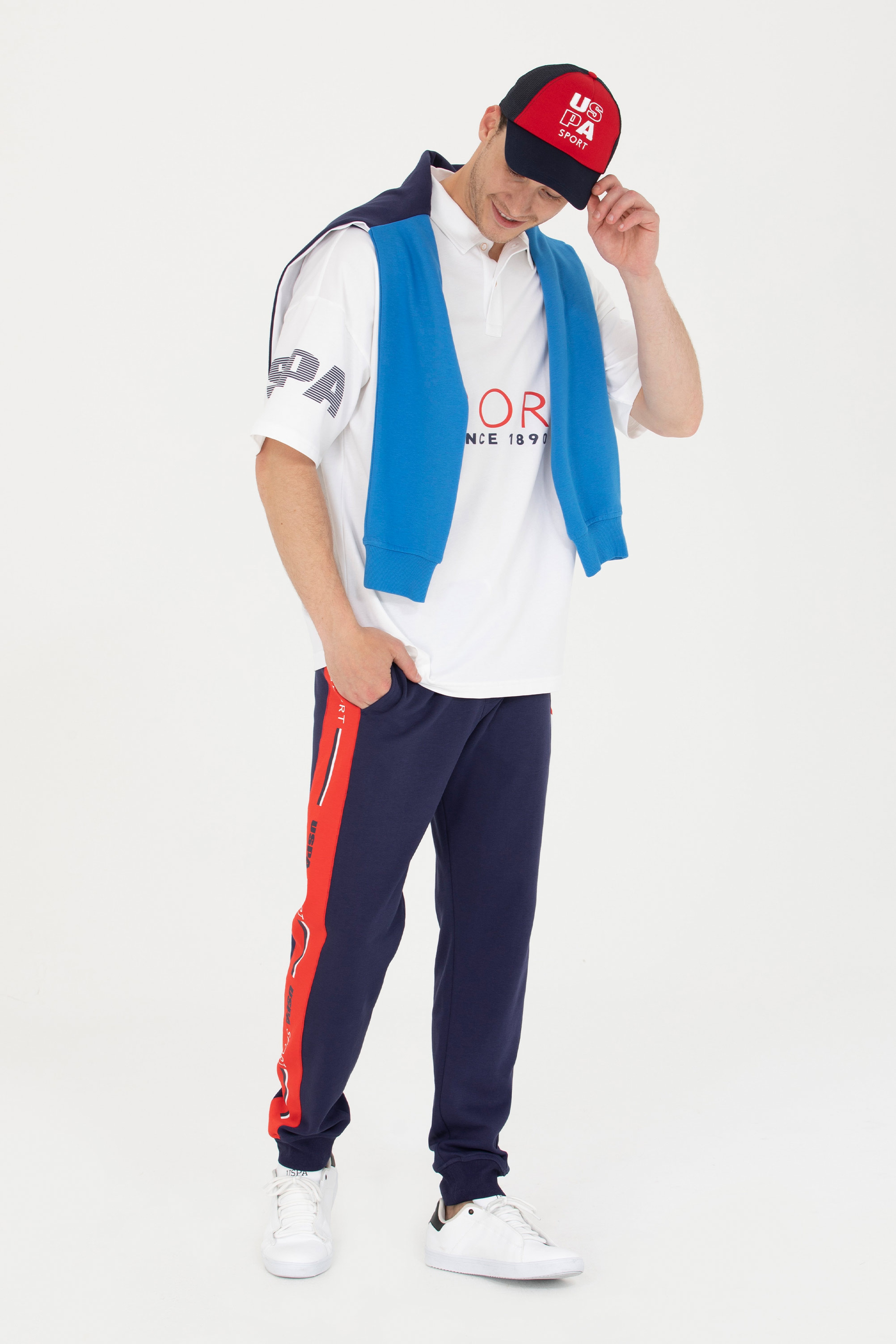 Erkek Beyaz Oversize Polo Yaka Tişört