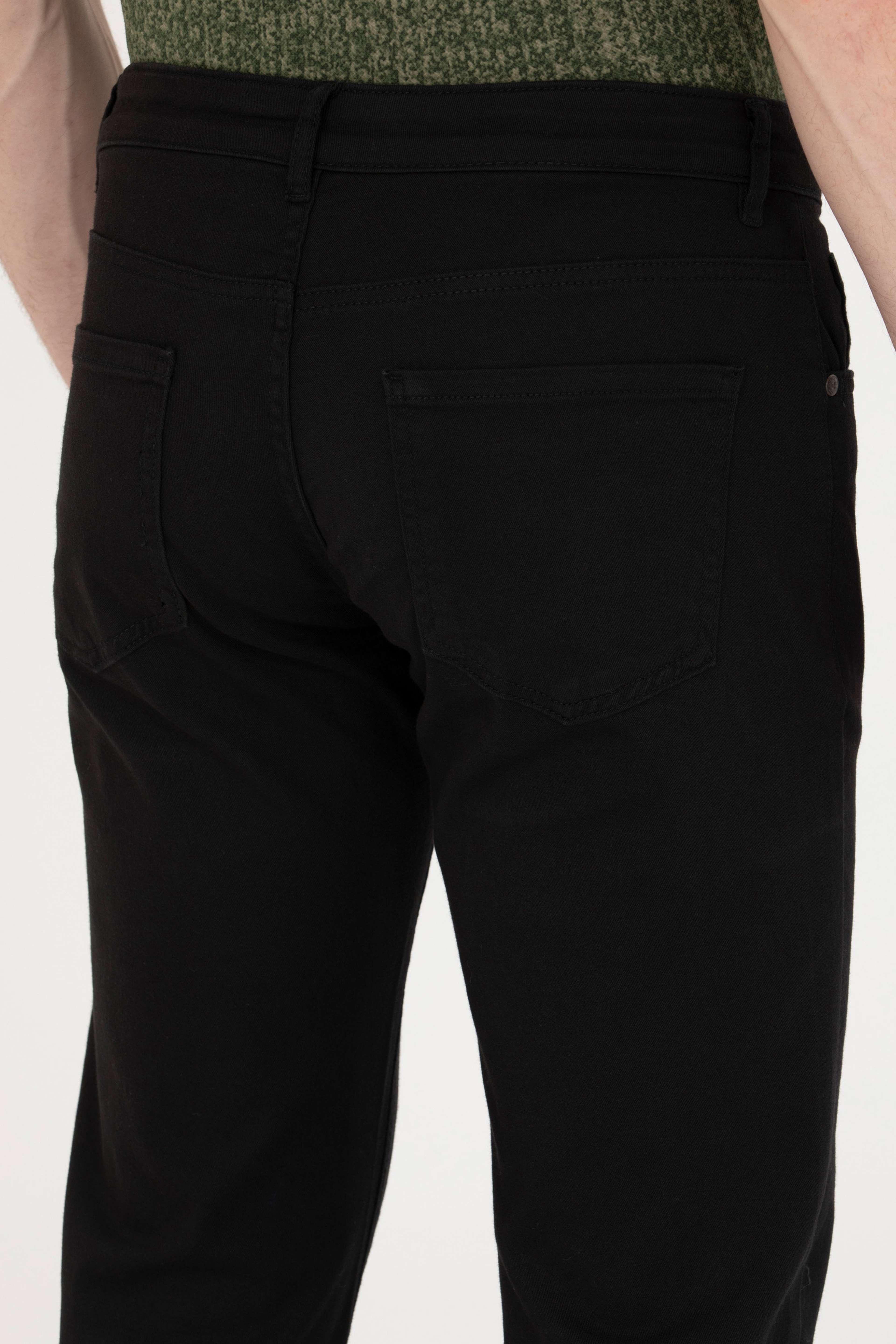 Erkek Slim Fit Siyah Kanvas Pantolon - Image 7