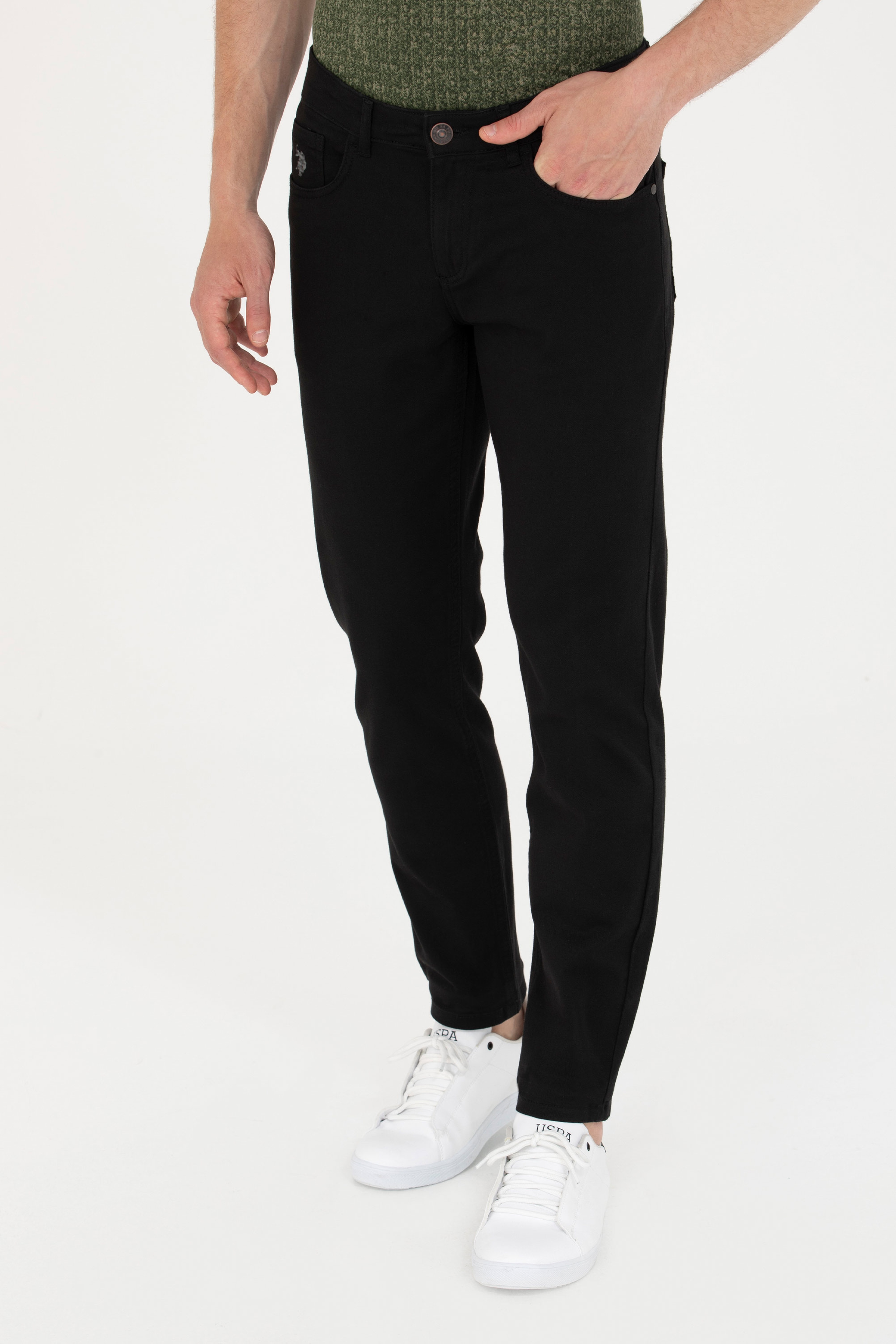 Erkek Slim Fit Siyah Kanvas Pantolon - Image 2