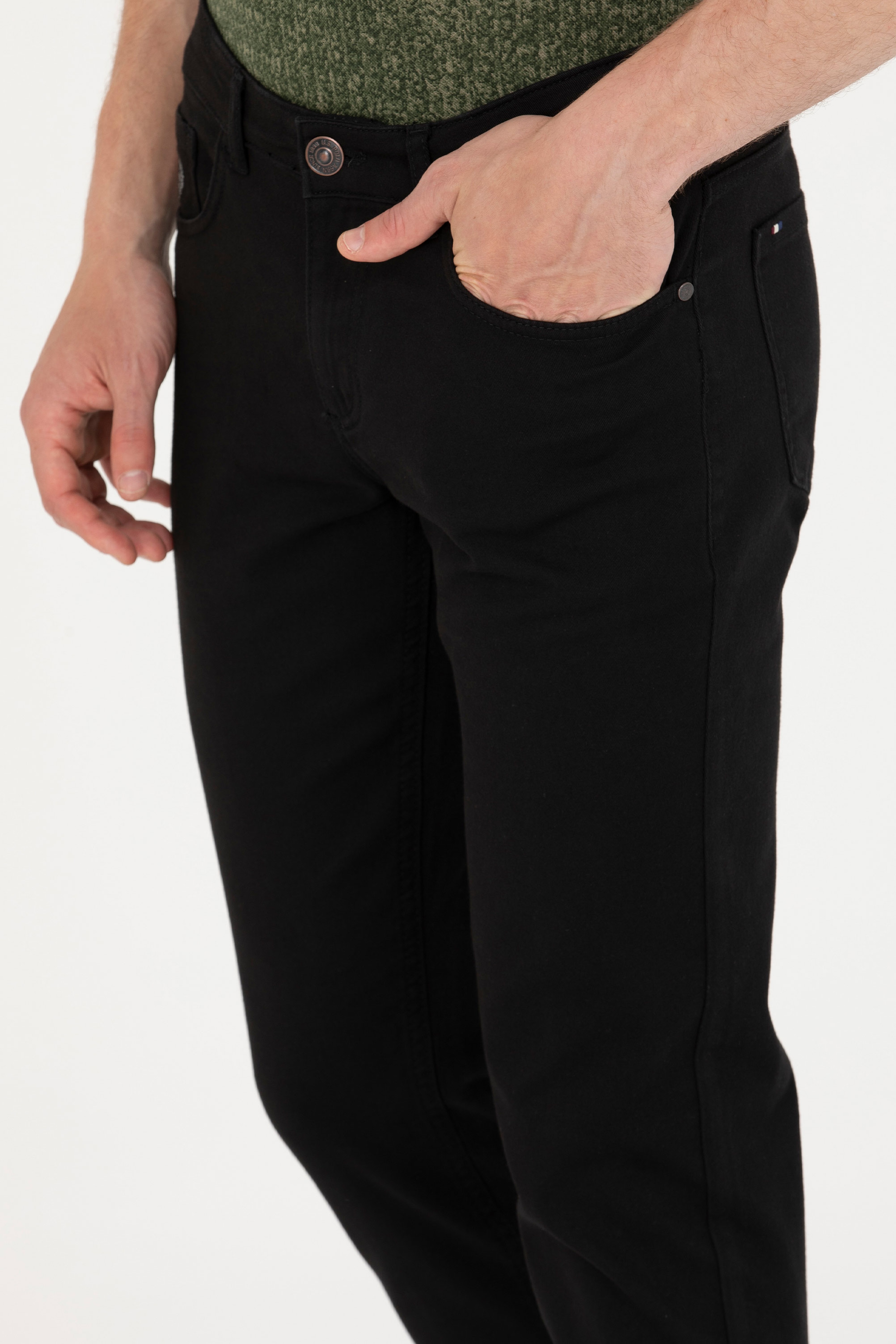Erkek Slim Fit Siyah Kanvas Pantolon - Image 6
