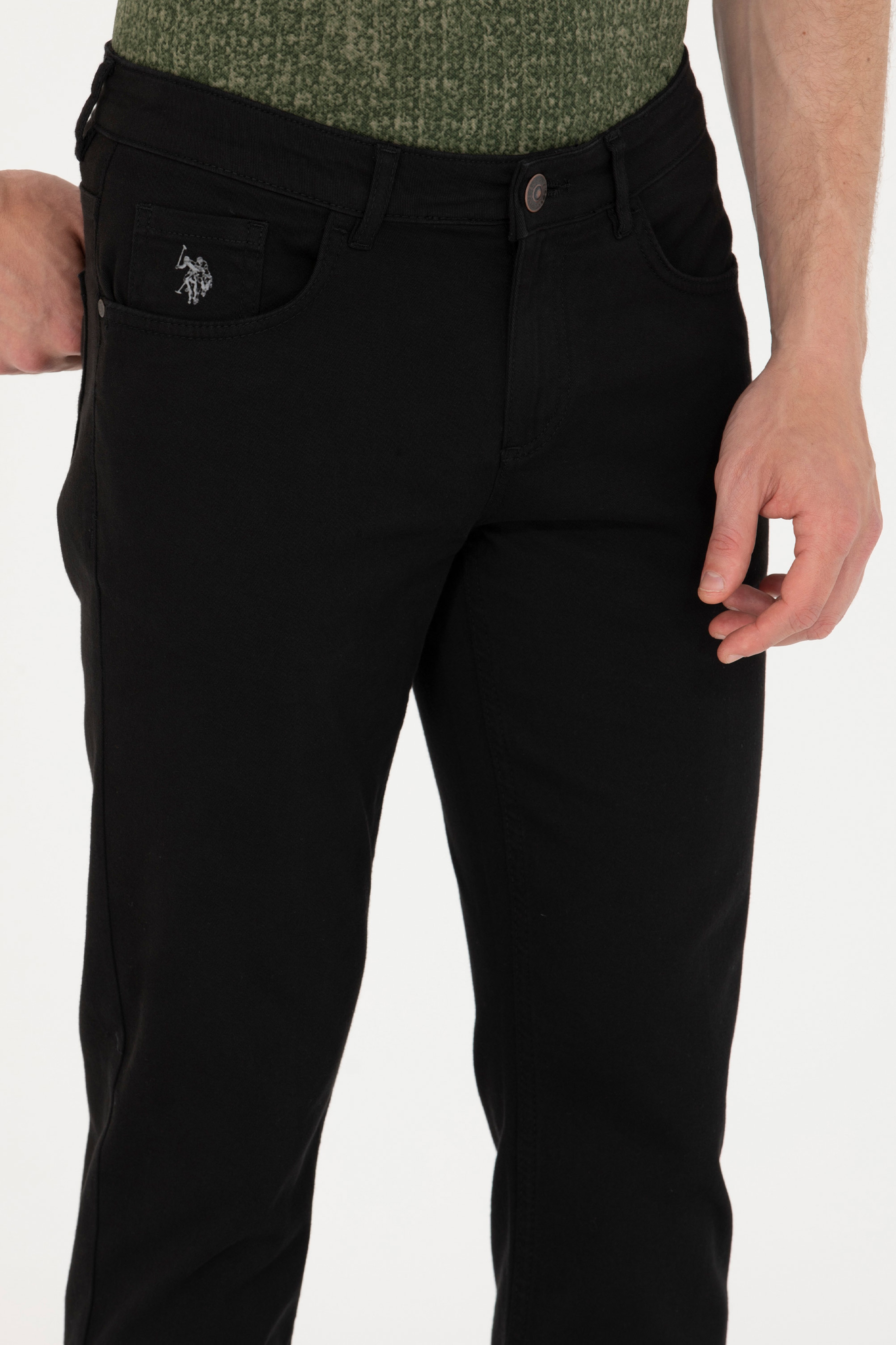 Erkek Slim Fit Siyah Kanvas Pantolon
