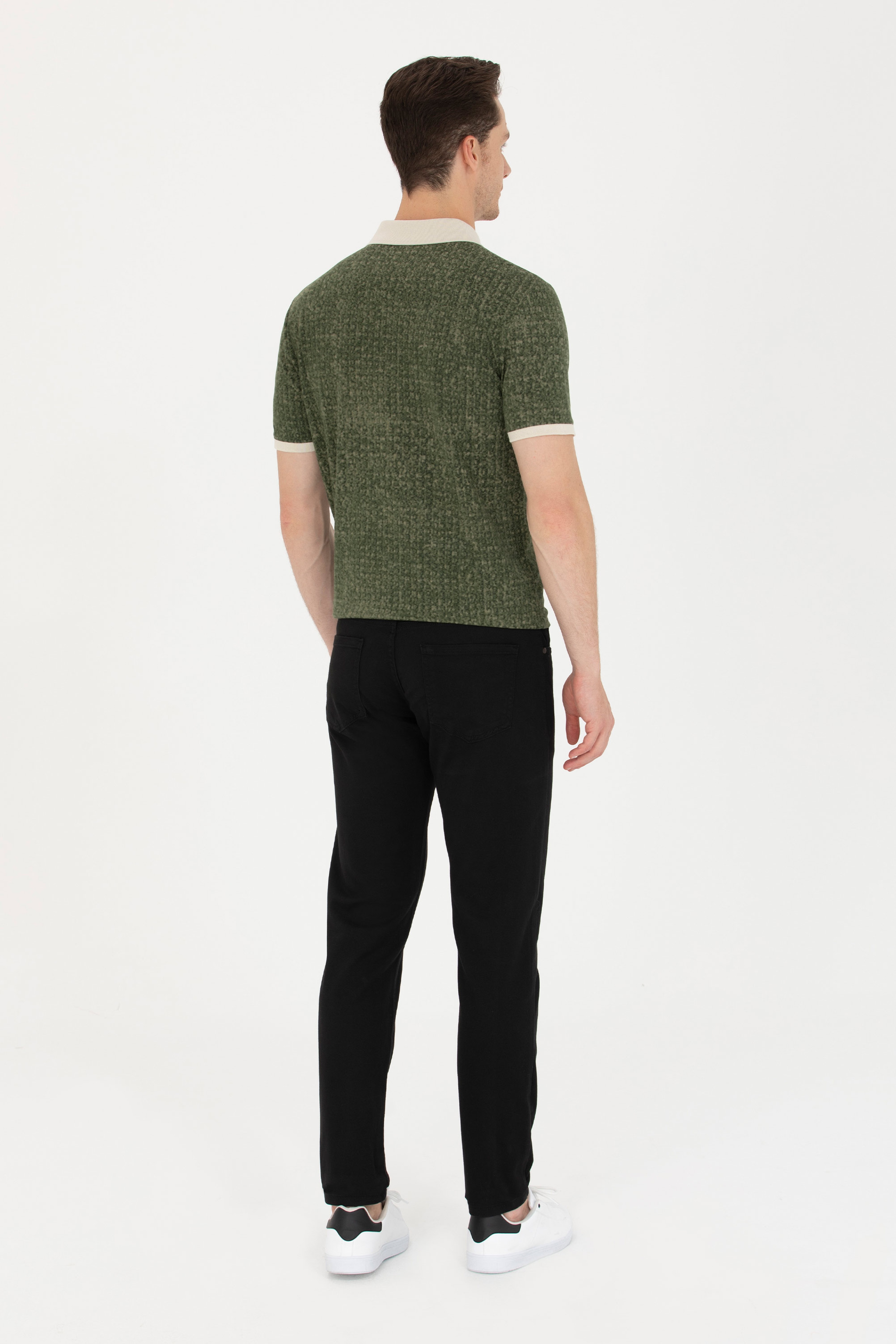 Erkek Slim Fit Siyah Kanvas Pantolon - Image 4