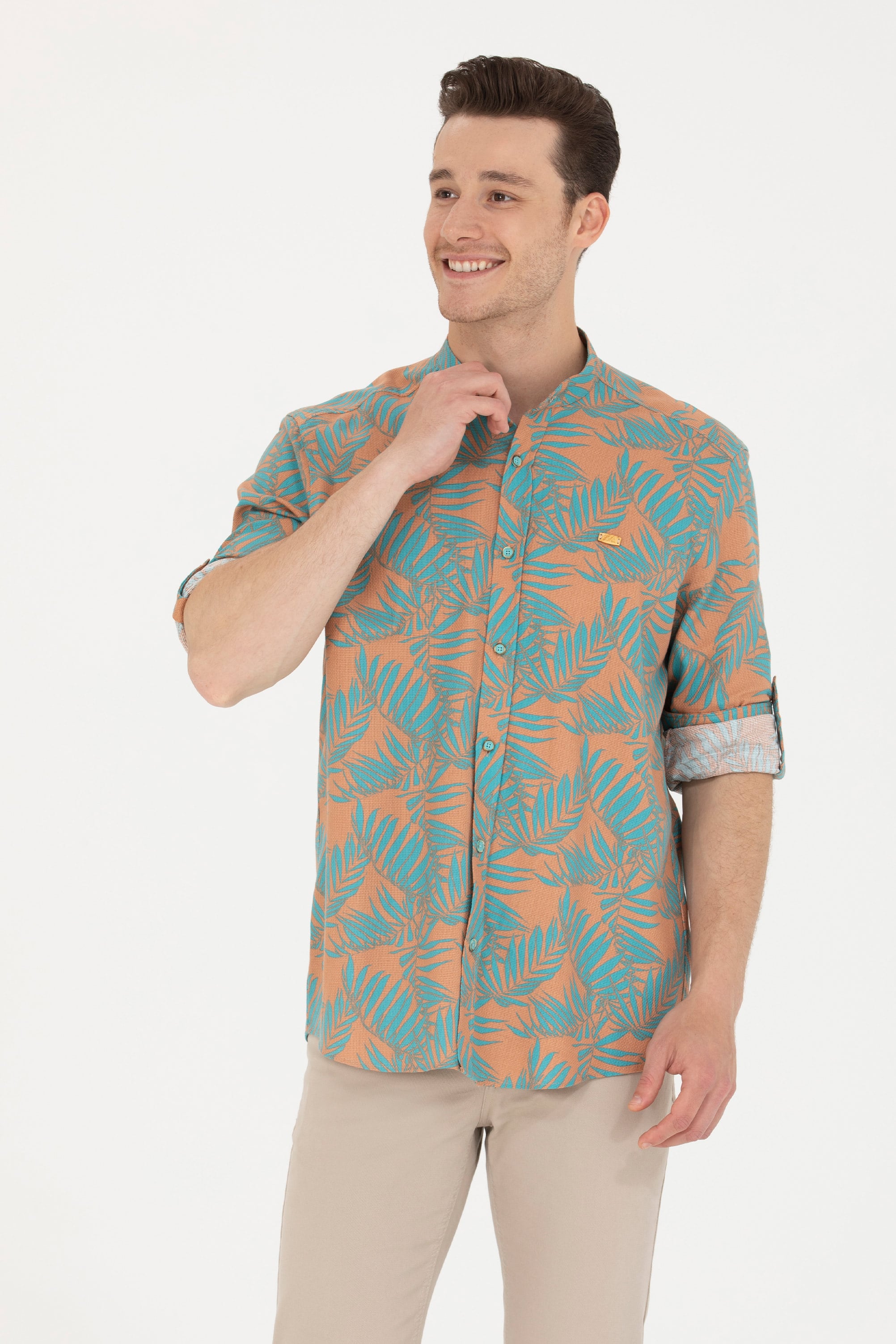 Erkek Mint Uzun Kollu Gömlek - Image 3