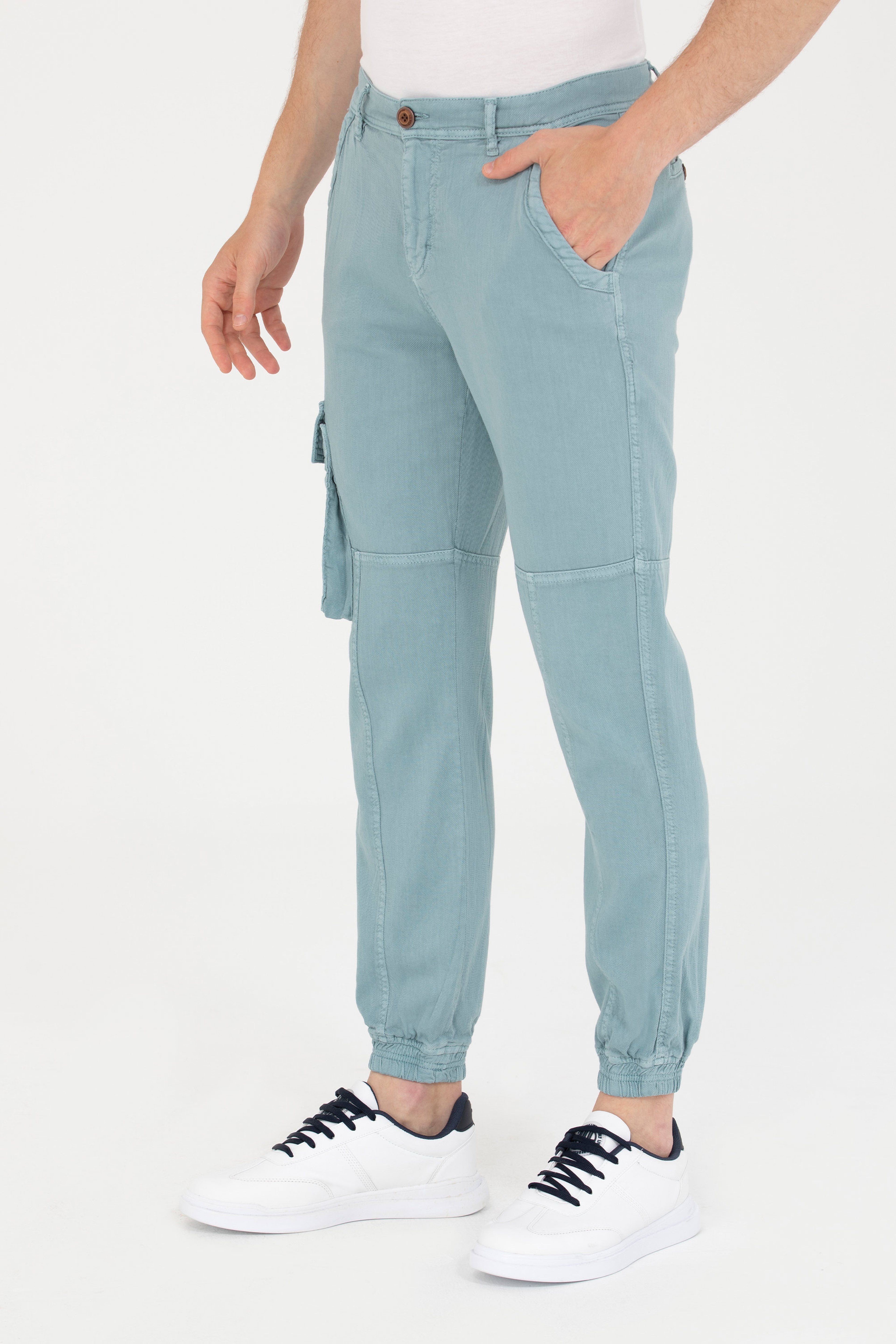 Erkek Jogger Fit Mint Kanvas Pantolon - Image 2