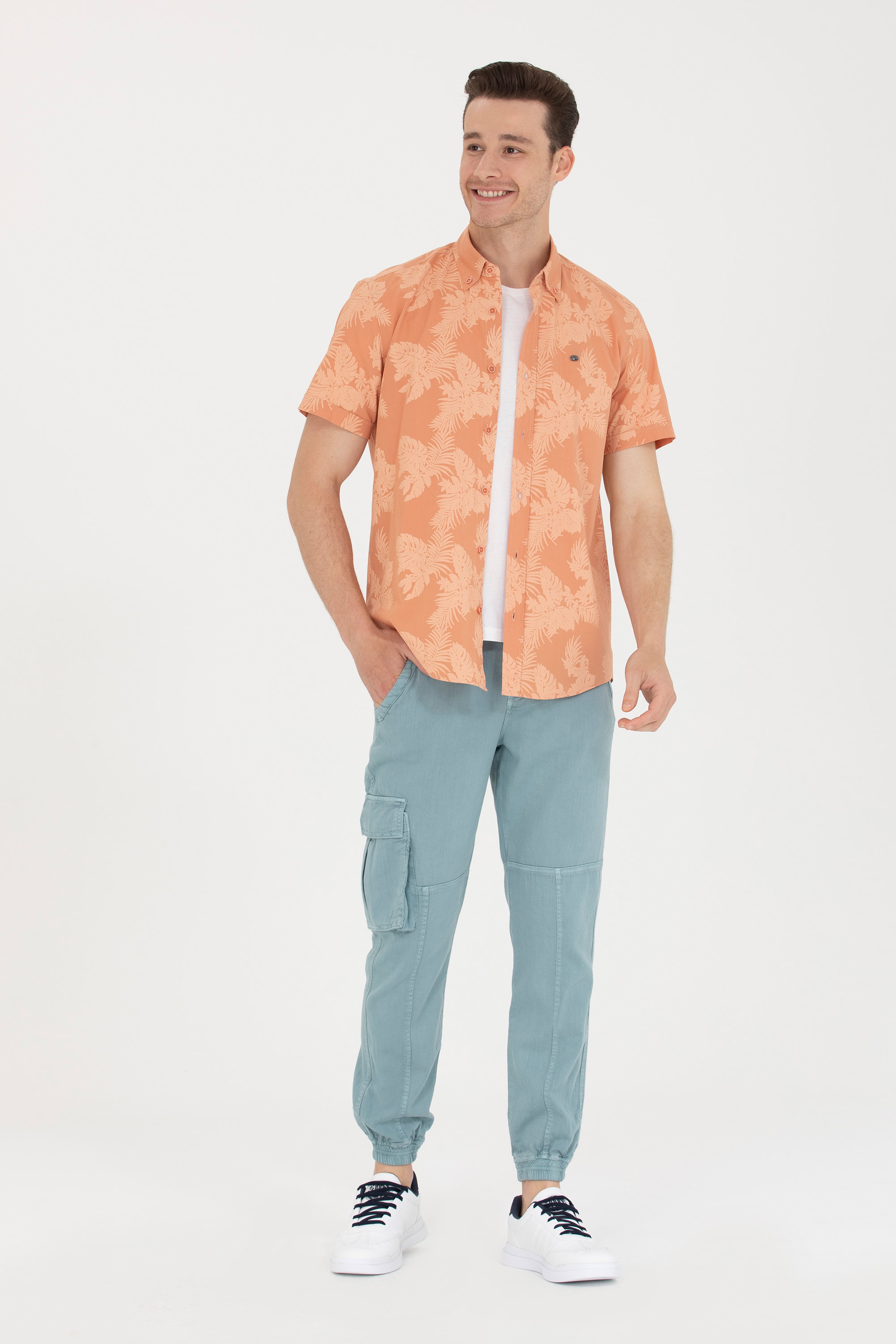 Erkek Jogger Fit Mint Kanvas Pantolon - Image 1