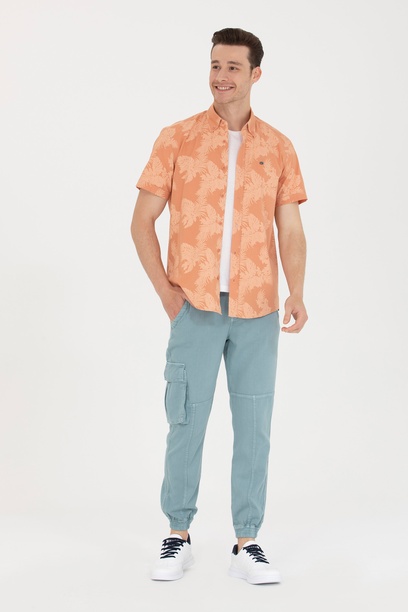 Erkek Jogger Fit Mint Kanvas Pantolon