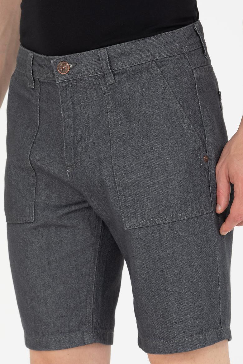 Erkek Açık Gri Jean Şort - 50254409016