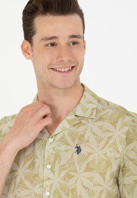 Erkek Haki Kısa Kollu Gömlek - 50254426012