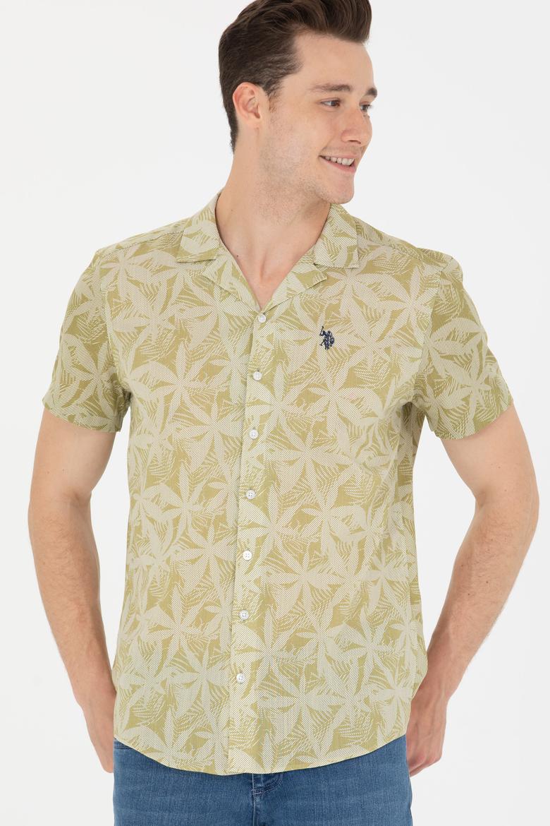 Erkek Haki Kısa Kollu Gömlek - 50254426012