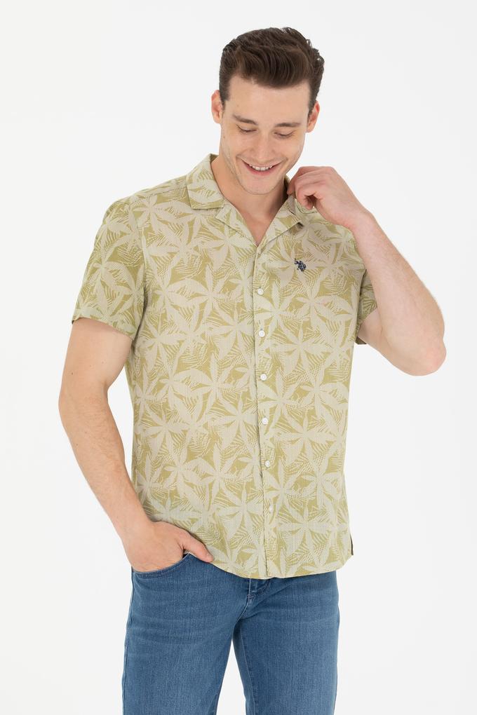 Erkek Haki Kısa Kollu Gömlek