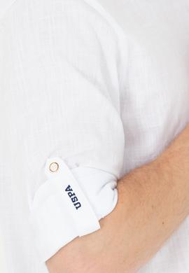 Erkek Beyaz Keten Görünümlü Basic Gömlek - 50254189001