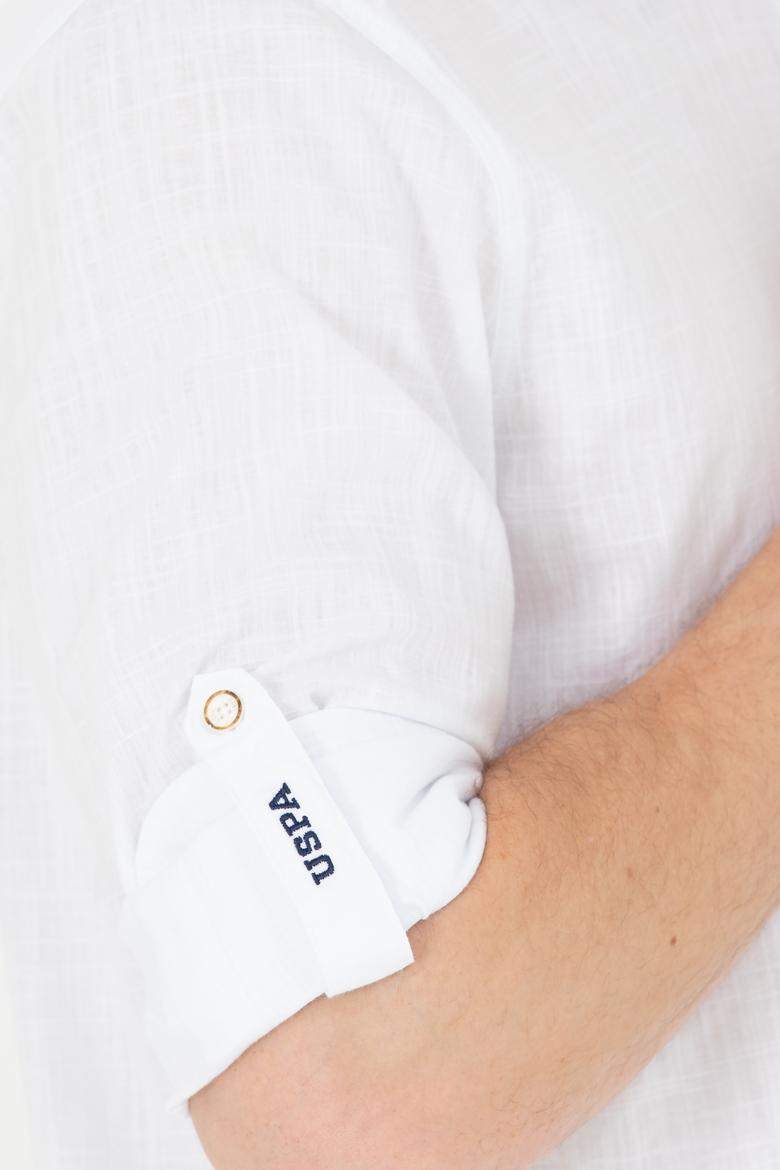 Erkek Beyaz Keten Görünümlü Basic Gömlek - 50254189001