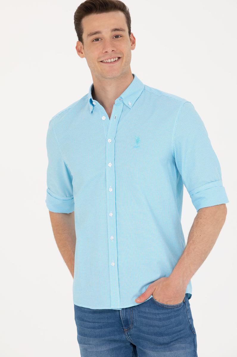 Erkek Turkuaz Uzun Kollu Gömlek