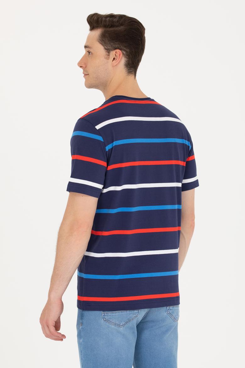 Erkek Lacivert Bisiklet Yaka Tişört - 50265362008