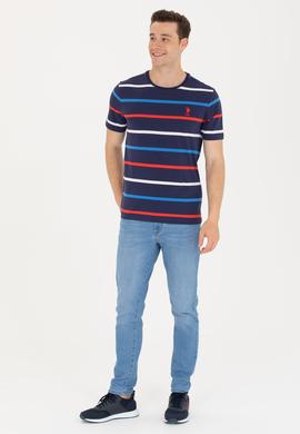 Erkek Lacivert Bisiklet Yaka Tişört - 50265362008