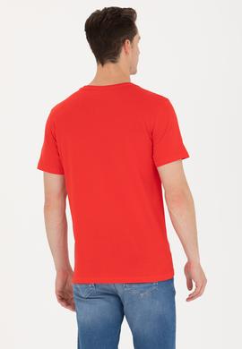 Erkek Kırmızı Basic Bisiklet Yaka Tişört - 50264918038