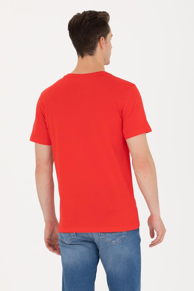 Erkek Kırmızı Basic Bisiklet Yaka Tişört - 50264918038