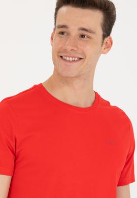 Erkek Kırmızı Basic Bisiklet Yaka Tişört - 50264918038