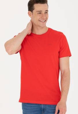 Erkek Kırmızı Basic Bisiklet Yaka Tişört - 50264918038