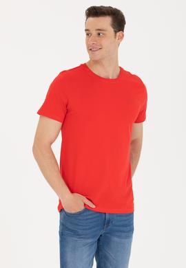 Erkek Kırmızı Basic Bisiklet Yaka Tişört - 50264918038