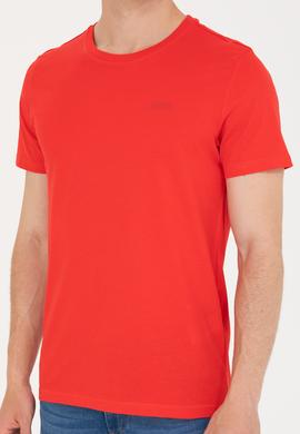 Erkek Kırmızı Basic Bisiklet Yaka Tişört - 50264918038
