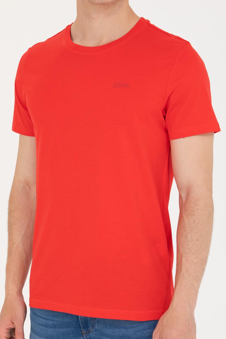 Erkek Kırmızı Basic Bisiklet Yaka Tişört - 50264918038