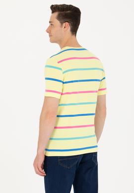 Erkek Açık Sarı Bisiklet Yaka Tişört - 50265362049