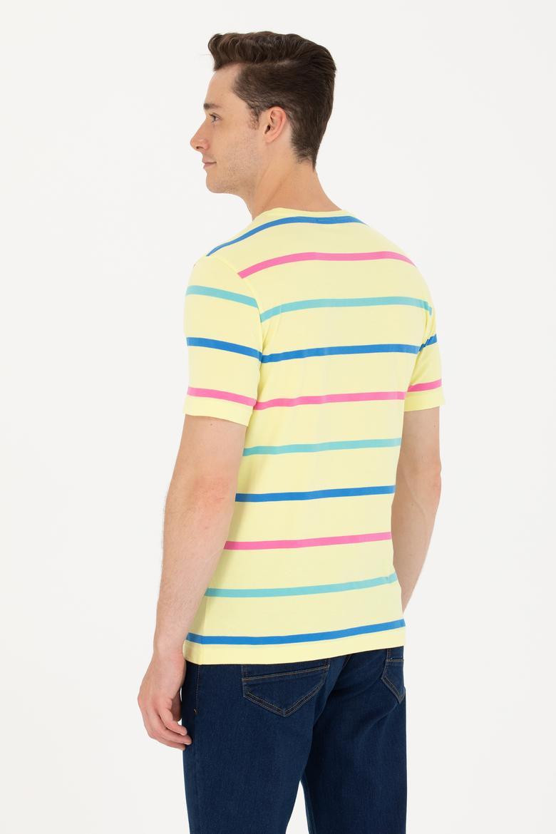 Erkek Açık Sarı Bisiklet Yaka Tişört - 50265362049