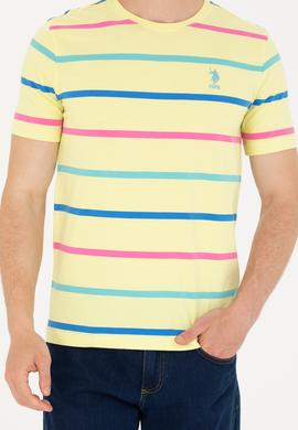 Erkek Açık Sarı Bisiklet Yaka Tişört - 50265362049