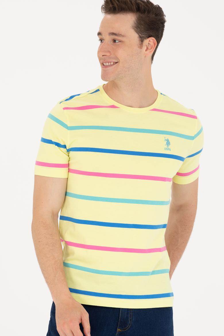 Erkek Açık Sarı Bisiklet Yaka Tişört - 50265362049