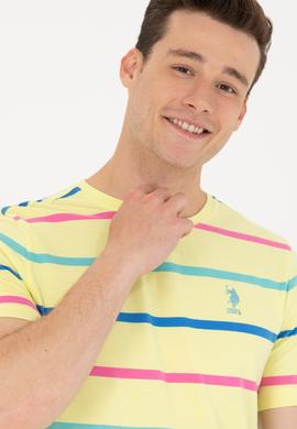 Erkek Açık Sarı Bisiklet Yaka Tişört - 50265362049