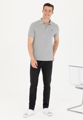 Erkek Gri Melanj Basic Polo Yaka Tişört - 50264892021