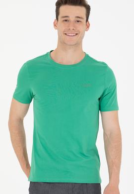 Erkek Yeşil Basic Bisiklet Yaka Tişört - 50264918138