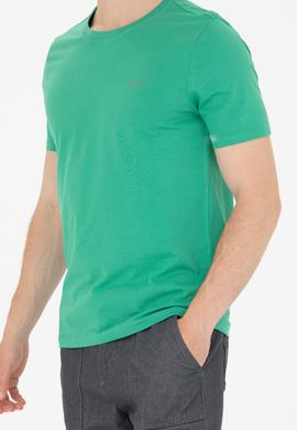 Erkek Yeşil Basic Bisiklet Yaka Tişört - 50264918138