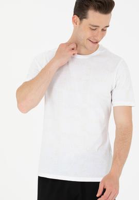 Erkek Beyaz Bisiklet Yaka Tişört - 50264952017