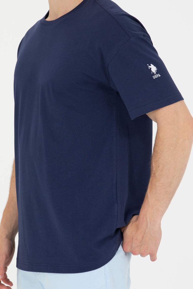 Erkek Lacivert Oversize Bisiklet Yaka Tişört - 50264917048