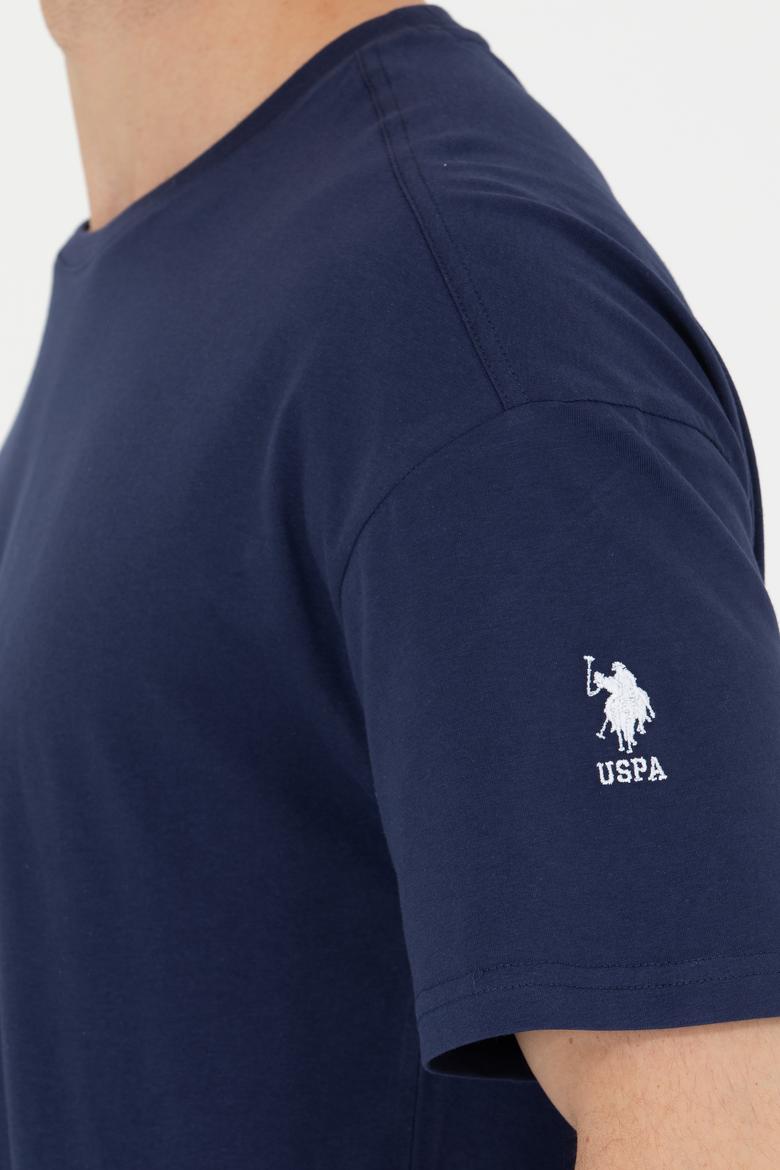 Erkek Lacivert Oversize Bisiklet Yaka Tişört - 50264917048