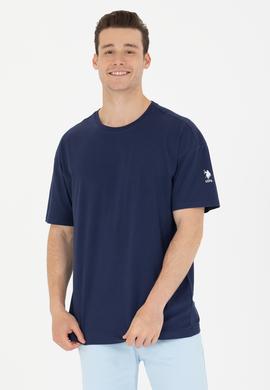 Erkek Lacivert Oversize Bisiklet Yaka Tişört - 50264917048